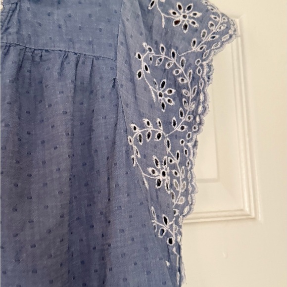 Faherty Light Blue Mini Dress with Eyelet Details XL - Picture 4 of 6